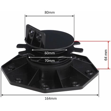 WILTEC XPOtool Plots De Fondation Charge 2700kg Pieds De Support Réglage En Hauteur 30-60mm Lames Terrasse – Image 5