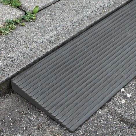 WILTEC Rampe De Seuil 10 Mm × 1000 Mm En Caoutchouc, Grise, Rampe à Haute Capacité De Charge, Rampe Pour Fauteuil Roulant – Image 4