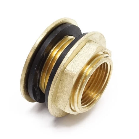 WILTEC Traverse Cuve Laiton 33,3mm (1") Mâle / 24,2mm (3/4") Femelle Raccord Fût Cuve Récupération Eau