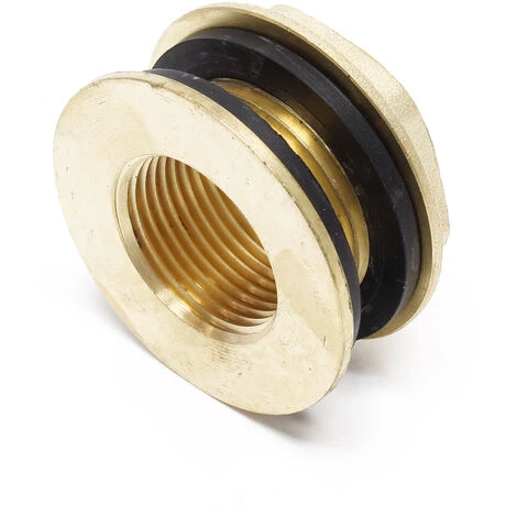 WILTEC Traverse Cuve Laiton 33,3mm (1") Mâle / 24,2mm (3/4") Femelle Raccord Fût Cuve Récupération Eau – Image 2