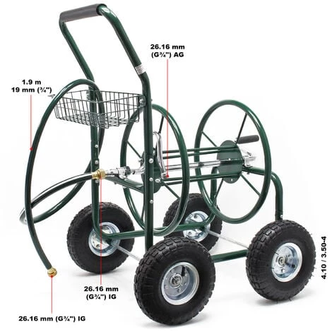 WILTEC XPOtool Chariot De Tuyau Pour Tuyaux De 16mm (5/8″) Jusqu’à 76 M à Raccord De 19mm (3/4″) Et Roues De 25cm De Ø – Image 3