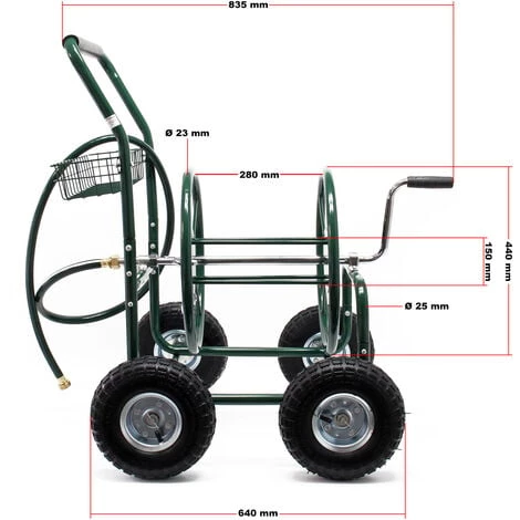 WILTEC XPOtool Chariot De Tuyau Pour Tuyaux De 16mm (5/8″) Jusqu’à 76 M à Raccord De 19mm (3/4″) Et Roues De 25cm De Ø – Image 4