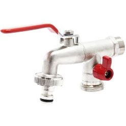 WILTEC Vanne De Décharge Double à Robinet Sphérique 26,44mm (G3/4″) FE 33,25mm (G1″) FE Tuyau 13mm (1/2″)