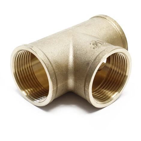 WILTEC Pièce En T En Laiton Avec 3× 39,59mm (1 1/4″) Filetage Intérieur Pour Raccorder Des Tuyaux – Image 2