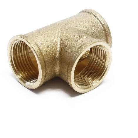 WILTEC Pièce En T En Laiton Avec 3× 24,66mm (3/4″) Filetage Intérieur Pour Raccorder Des Tuyaux – Image 2