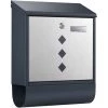 WILTEC Boîte Aux Lettres Avec Porte-journaux V36 Boîte Postale Murale Acier Inox Boîte Aux Lettres Gris Anthracite