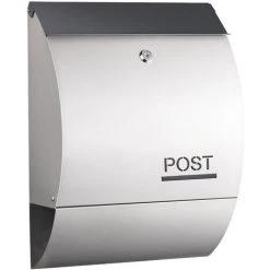 WILTEC Boîte Aux Lettres Avec Porte-journaux V33 Boîte Postale Murale Acier Inox Boîte Aux Lettres Argentée