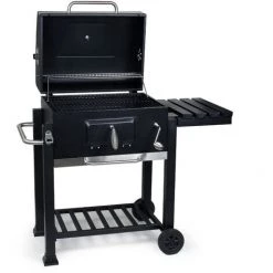 WILTEC Chariot Barbecue Clapet Étagère Clapet Anti-feu Compartiment Charbon Réglable Hauteur Thermomètre