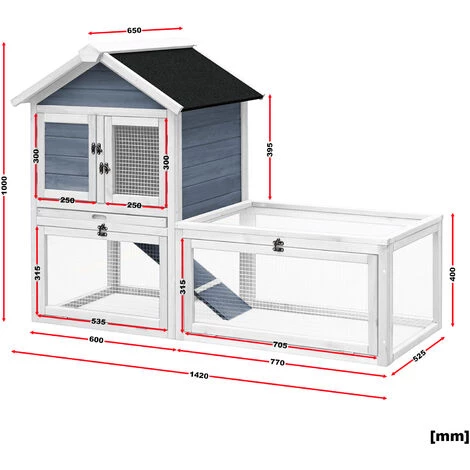 WILTEC Clapier Pour Lapins Cage Petits Animaux Rongeurs Élevage Ferme Enclos Extérieur – Image 2