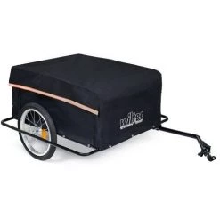 WILTEC Remorque De Vélo Jusqu’à 65kg Avec Cadre Protège-roue, Barre De Traction Rabattable Et Coupleur Rapide