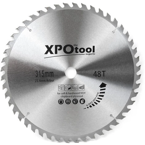 WILTEC XPOtool Lame De Scie Circulaire Ø 315 Mm Carbure 48 Dents Résistantes Aux Clous Avec Bague De Réduction