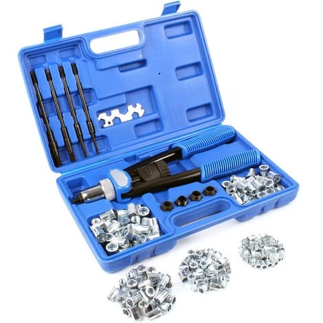 WILTEC XPOtool Pince à Riveter Jeu 5 Mandrins 150 Écrous à Sertir M5/M6/M8/M10/M12 30 Pcs. Chaque Riveteuse