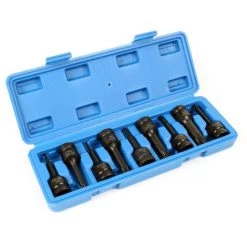 WILTEC XPOtool Lot De 9 Douilles Clé à Chocs 12,5mm (½″) Tête Ronde Forme D’étoile 6 Branches T20-T70 75mm