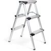WILTEC XPOtool Échelle Pliante En Aluminium 150kg Escabeau 2 Fois 3 Marches Antiglisse 73cm