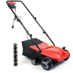 WILTEC XPOtool Scarificateur électrique De Pelouse 1500W 2en1 Rouleau Aérateur 30L Profondeur Réglable