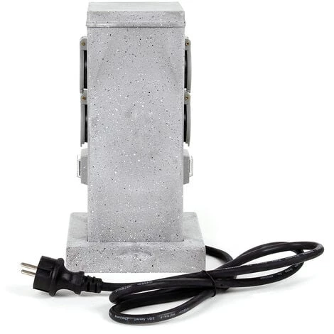 WILTEC Colonne De Prises Quadruple Aspect Granit, IP44, Prise Extérieure Capteur Crépusculaire, Câble 1,5 M – Image 4