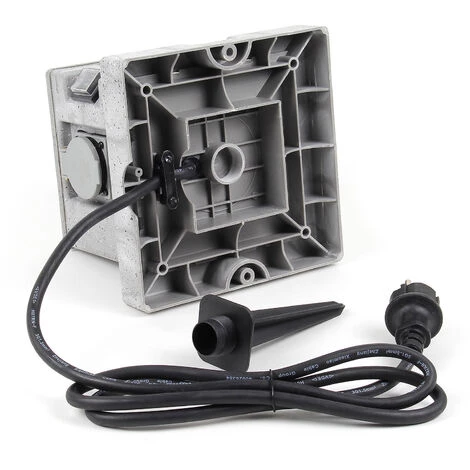 WILTEC Prise De Jardin Quadruple Aspect De Granit IP44, Prise Extérieure Capteur Crépusculaire, Câble 1,5 M – Image 4