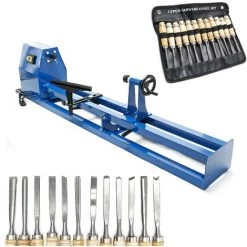 WILTEC Tour à Bois 400W Et Kit De Fers à Sculpter 12 Pcs. Avec Fer Plat & Gouge