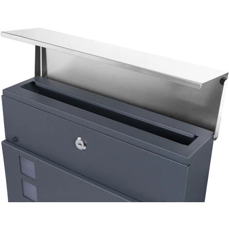 WILTEC Boîte Aux Lettres Avec Porte-journaux V41 Boîte Postale Murale Acier Inox Boîte Aux Lettres Gris Anthracite – Image 5