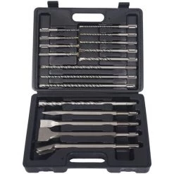 WILTEC XPOtool SDS Plus Lot De 17 Forets à Pierre Et Burins Lot De Forets Pour Marteau Perforateur Pour Maçonnerie Et Béton
