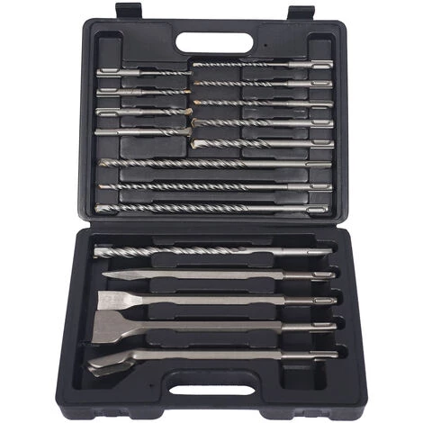 WILTEC XPOtool SDS Plus Lot De 17 Forets à Pierre Et Burins Lot De Forets Pour Marteau Perforateur Pour Maçonnerie Et Béton