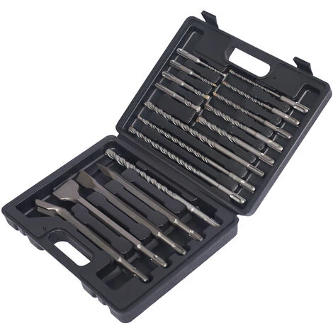 WILTEC XPOtool SDS Plus Lot De 17 Forets à Pierre Et Burins Lot De Forets Pour Marteau Perforateur Pour Maçonnerie Et Béton – Image 2