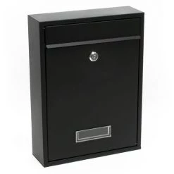 WILTEC Boite Aux Lettres Murale Courrier Noir Revêtement Par Poudre V1