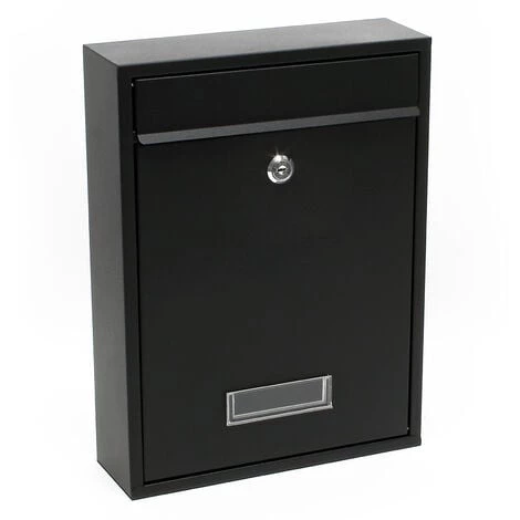 WILTEC Boite Aux Lettres Murale Courrier Noir Revêtement Par Poudre V1
