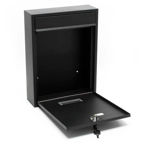 WILTEC Boite Aux Lettres Murale Courrier Noir Revêtement Par Poudre V1 – Image 2