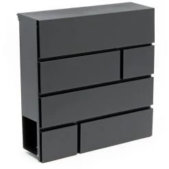 WILTEC Designer Boîte Aux Lettres Boîte Aux Lettres V15 Anthracite Temps De Journaux Boîte Postale Enduit De Poudre