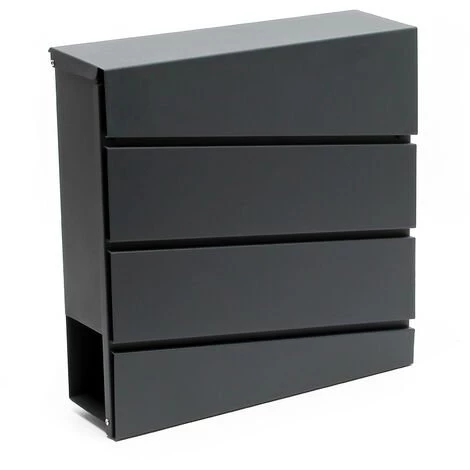 WILTEC Boite Aux Lettres Design V16 Mailbox Anthracite Compartiment à Journal Revêtu Par Poudre