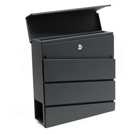 WILTEC Boite Aux Lettres Design V16 Mailbox Anthracite Compartiment à Journal Revêtu Par Poudre – Image 2