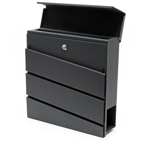WILTEC Boite Aux Lettres Design V16 Mailbox Anthracite Compartiment à Journal Revêtu Par Poudre – Image 3