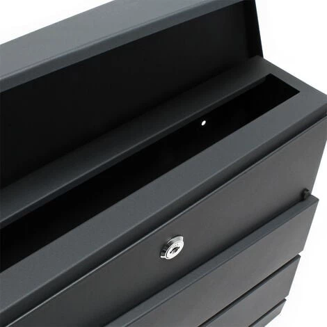 WILTEC Boite Aux Lettres Design V16 Mailbox Anthracite Compartiment à Journal Revêtu Par Poudre – Image 5