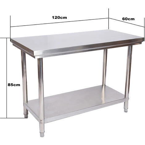 WILTEC Table De Travail En Acier Inoxydable Table De Jardin 120 X 60 X 85 Cm – Image 5