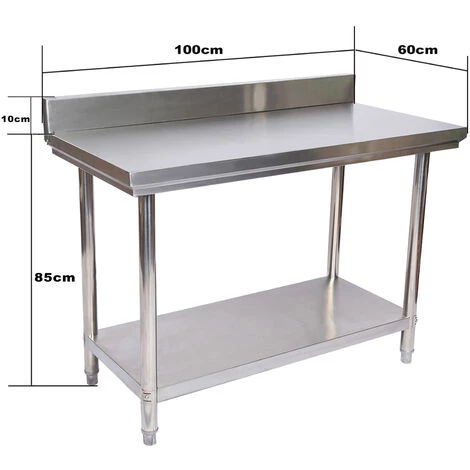 WILTEC Table De Travail En Acier Inoxydable Avec Rebord De Protection 100 X 60 X 85 Cm – Image 5