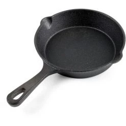 WILTEC Poêle En Fonte Feu De Bois Ø16cm Poignée Tous Types Cuisinière Outdoor Extérieure Effet Antiadhésif