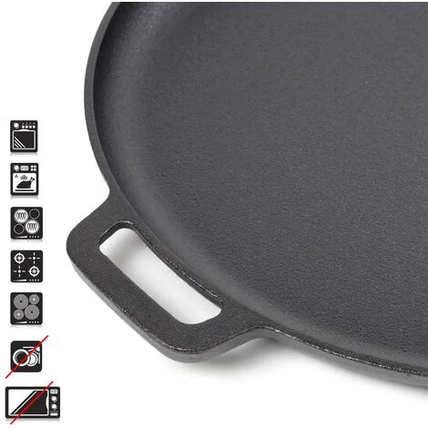 WILTEC Poêle En Fonte Feu De Bois Ø35cm Tous Types Cuisinière Outdoor Extérieure Effet Antiadhésif – Image 3