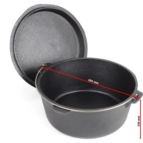 WILTEC Dutch Oven Marmite 10L Dessous-plat Lève-couvercle Fait-tout Fonte Pot Cuisson Feu Camp Camping – Image 5