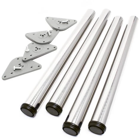 WILTEC Pied De Table Acier Inoxydable Lot De 4 Pieds Nickel Support De Table Réglable 710mm Ø60mm – Image 2