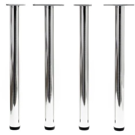 WILTEC Pied De Table Acier Inoxydable Lot De 4 Pieds Nickel Support De Table Réglable 710mm Ø60mm – Image 3