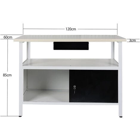 WILTEC Établi D’atelier Pour Outils Armoire Chariot Table De Travail Métal Rangement Atelier – Image 3