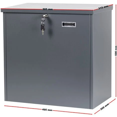 WILTEC Boite Murale à Colis Lettres Verrouillable 50,8x31,5x50cm Gris Usage Domestique Courrier Paquet – Image 4