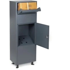 WILTEC Boite Murale à Colis Lettres Verrouillable 39x28,5x105cm Gris Usage Domestique Courrier Paquet