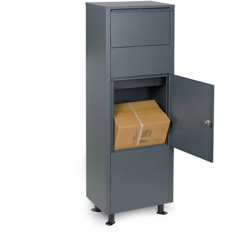 WILTEC Boite Murale à Colis Lettres Verrouillable 39x28,5x105cm Gris Usage Domestique Courrier Paquet – Image 2