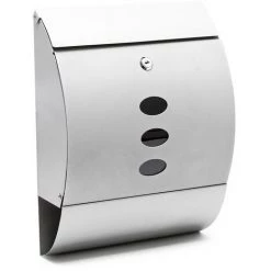 WILTEC Boite Aux Lettres Design V18 Boite Postale Murale Argenté Compartiment Journal Revêtue Par Poudre