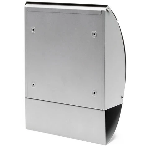 WILTEC Boite Aux Lettres Design V18 Boite Postale Murale Argenté Compartiment Journal Revêtue Par Poudre – Image 4