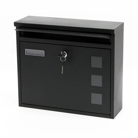 WILTEC Boite Aux Lettres Boite Postale Murale Design Noire Revêtement Par Poudre Mailbox V12 – Image 3
