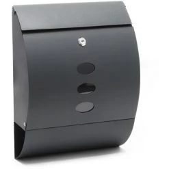 WILTEC Boite Aux Lettres Design V18 Boite Postale Murale Anthracite Compartiment Journal Revêtue Par Poudre