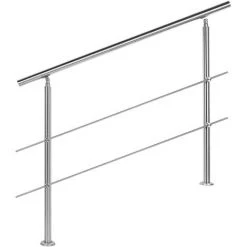WILTEC Rampe D’escalier Acier Affiné V2A 2 Tiges 120 Cm Rambarde Main Courante Balustrade